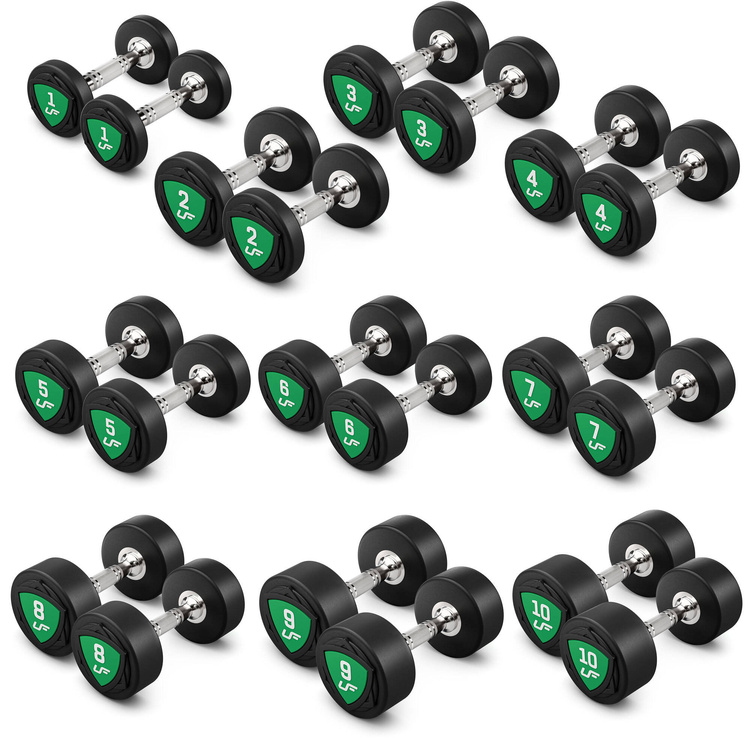 Juego de mancuernas de poliuretano1-10kg (incrementos de 1 kg) 110 kg + soporte para mancuernas UR-S005- UpForm
