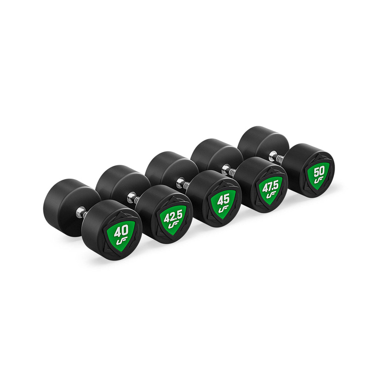 Juego de mancuernas de poliuretano 40-50 kg (incrementos de 2,5 kg) 450 kg - UpForm