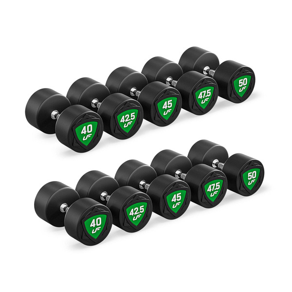 Juego de mancuernas de poliuretano 40-50 kg (incrementos de 2,5 kg) 450 kg - UpForm